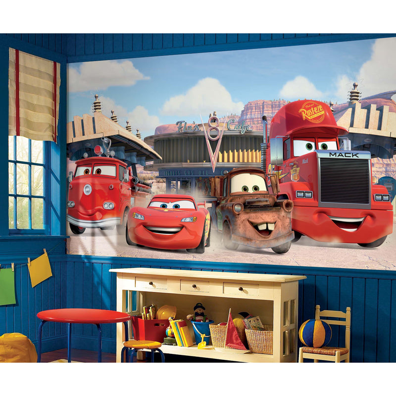 products/JL1303M_DisneyCarsFriendstotheFinishXLWallpaperMural_Roomset.jpg