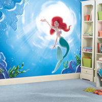 DISNEY PRINCESS THE LITTLE MERMAID 'PART OF YOUR WORLD' XL CHAIR RAIL PREPASTED MURAL 6' X 10.5' - ULTRA-STRIPPABLE