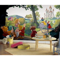 DISNEY PRINCESS SNOW WHITE 'HAPPILY EVER AFTER' XL CHAIR RAIL PREPASTED MURAL 6' X 10.5' - ULTRA-STRIPPABLE