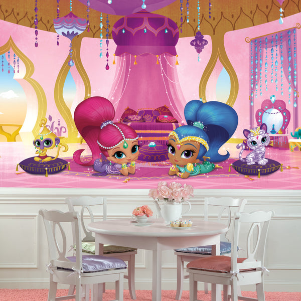 SHIMMER AND SHINE GENIE PALACE XL CHAIR RAIL PREPASTED MURAL 6' X 10.5' - ULTRA-STRIPPABLE
