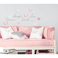 BUTTERFLY DREAM PEEL AND STICK WALL DECALS W/ 3D CUTOUT BUTTERFLIES