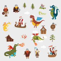 DRAGONS AND VIKINGS PEEL AND STICK WALL DECALS